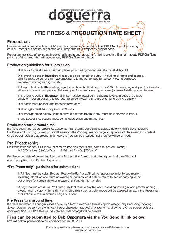 PREPRESS PRODUCTION RATES