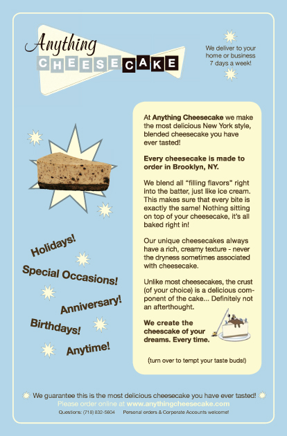 ANything Cheesecake Flyer