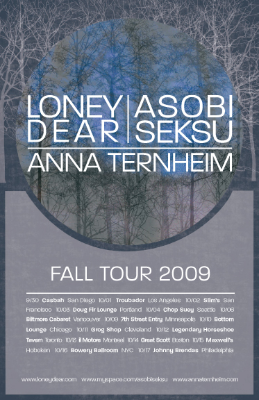 loney dear fall 2009 tour poster